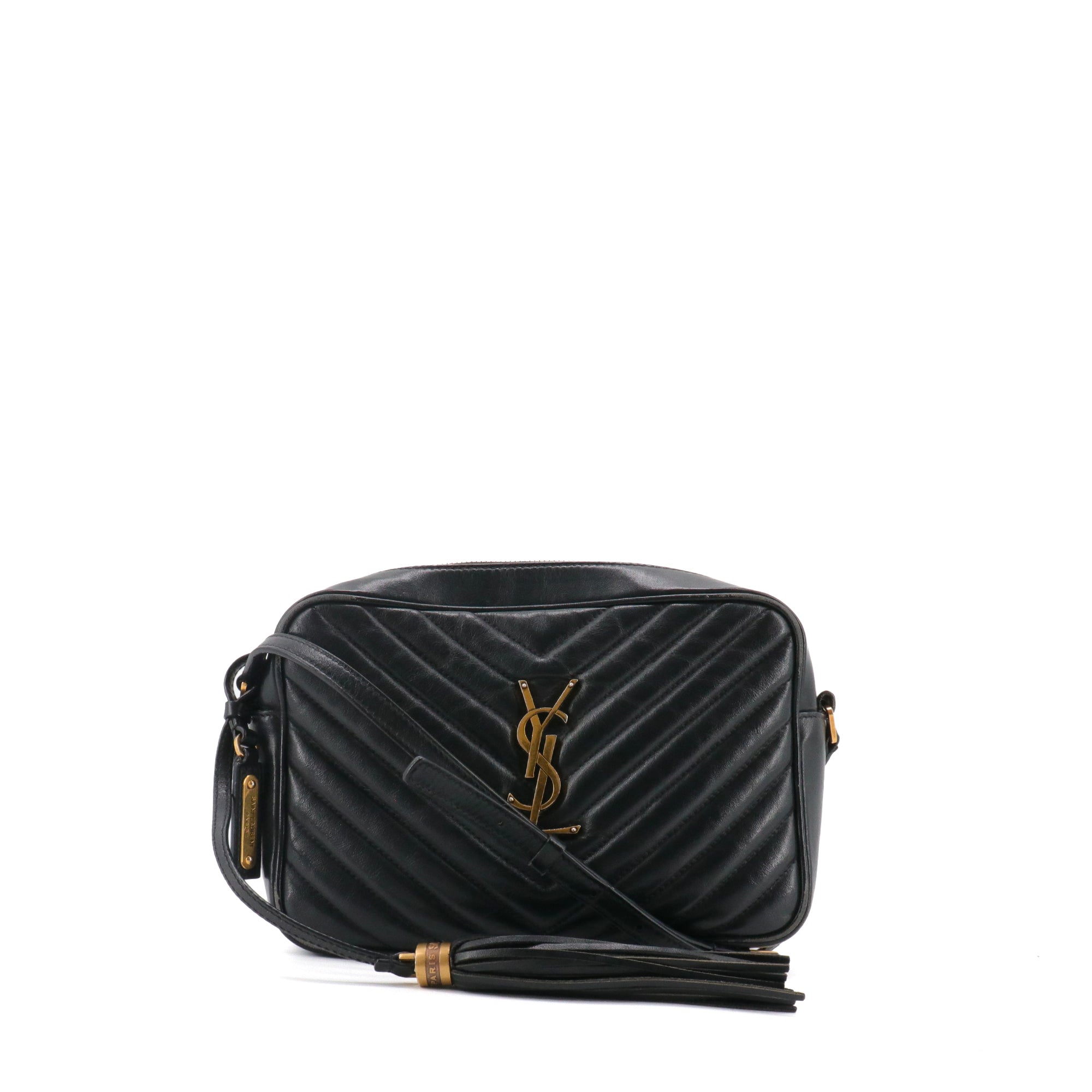 SAINT LAURENT - Sac à bandoulière Lou Saint Laurent en cuir chevron noir