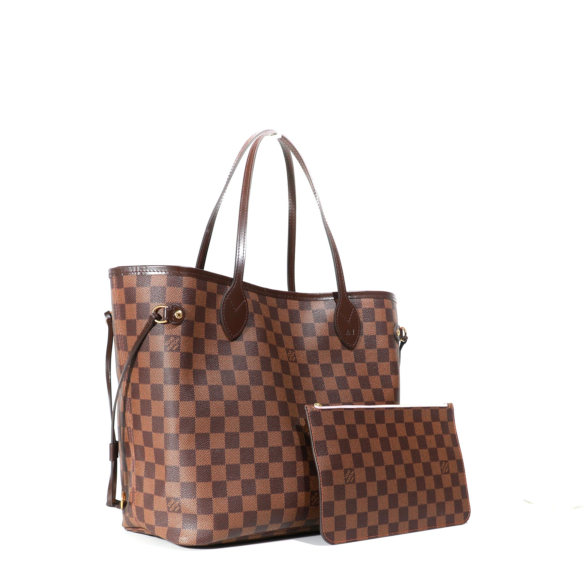 LOUIS VUITTON - Sac cabas Neverfull MM damier ébène et pochette