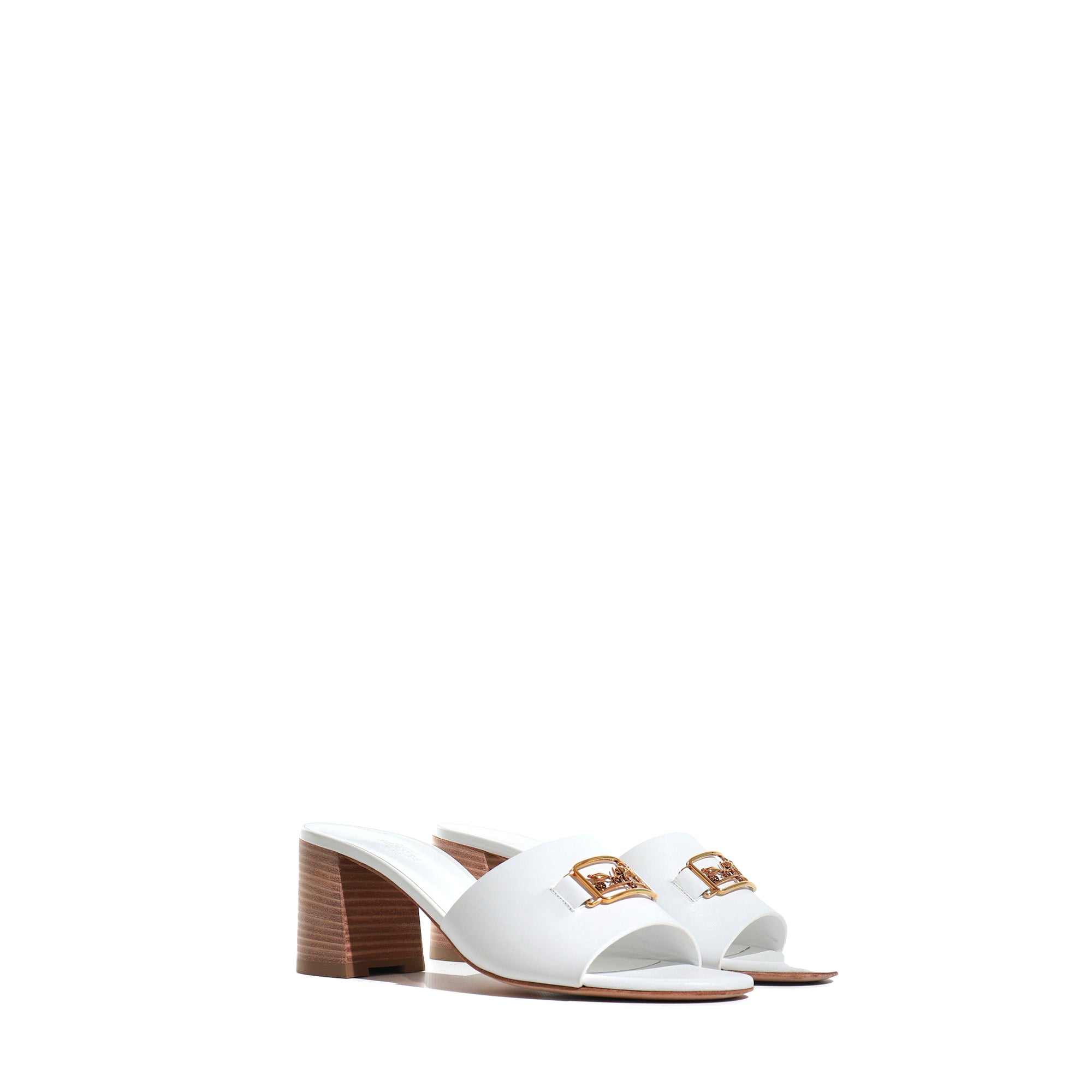 HERMÈS - Bastille sandals in white smooth leather (T39.5)