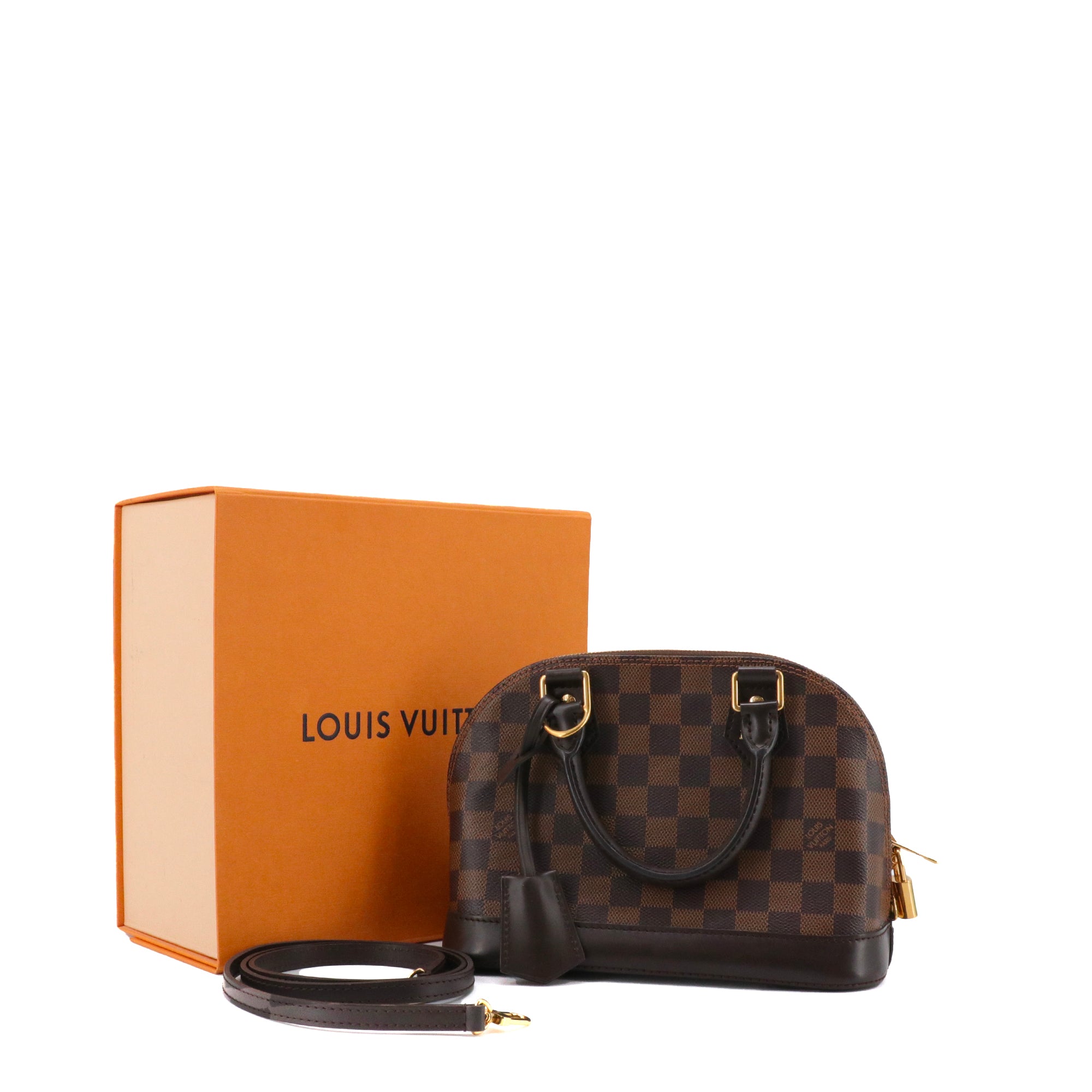 LOUIS VUITTON - Sac à bandoulière Alma BB Louis Vuitton en toile damier ébène