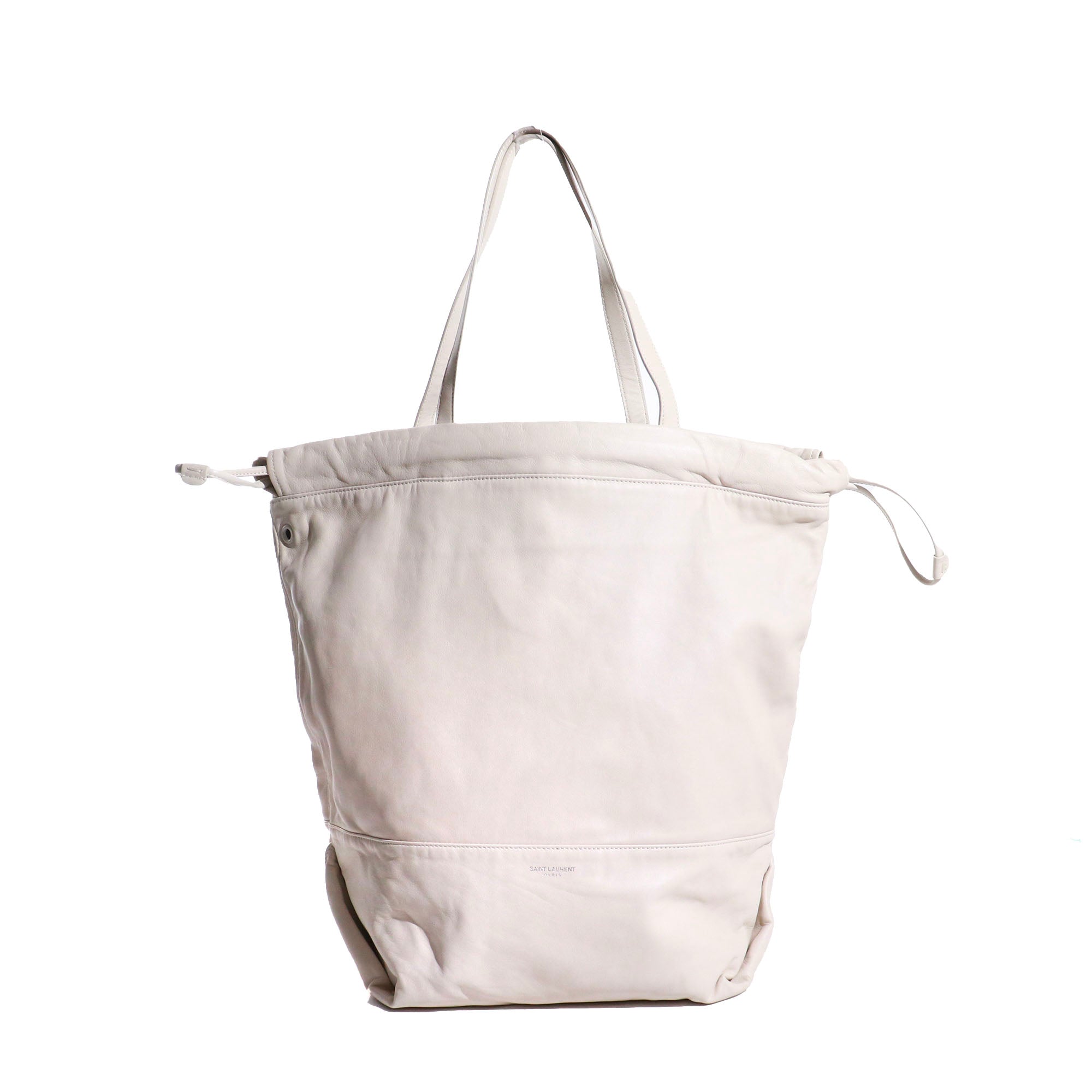 SAINT LAURENT - Shopping tote bag in white leather