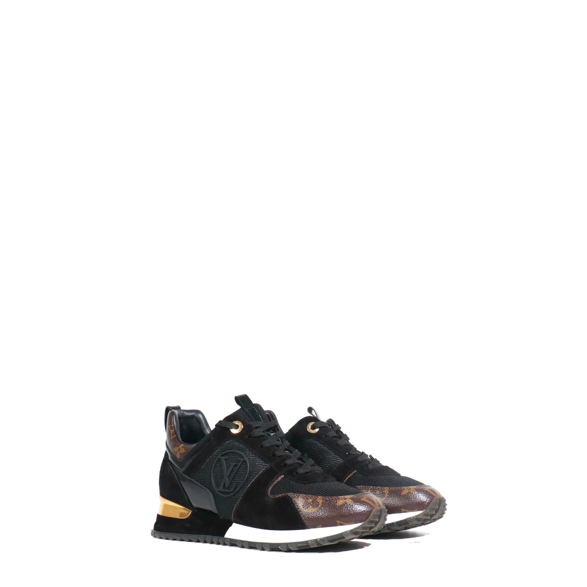 LOUIS VUITTON - Run Away sneakers in leather and monogram canvas (T36)