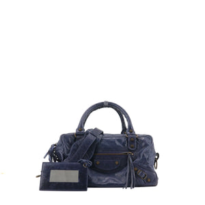 BALENCIAGA - Balenciaga City handbag in navy blue leather