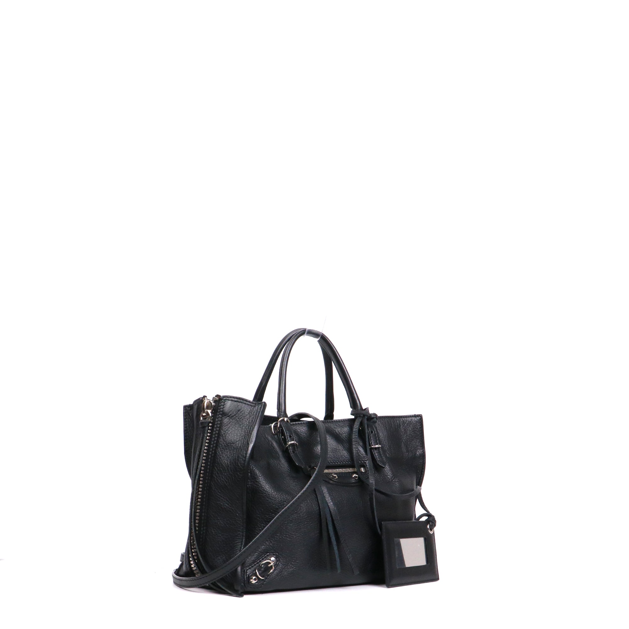 BALENCIAGA - Tote bag with shoulder strap A4 paper Beige sheepskin satchel