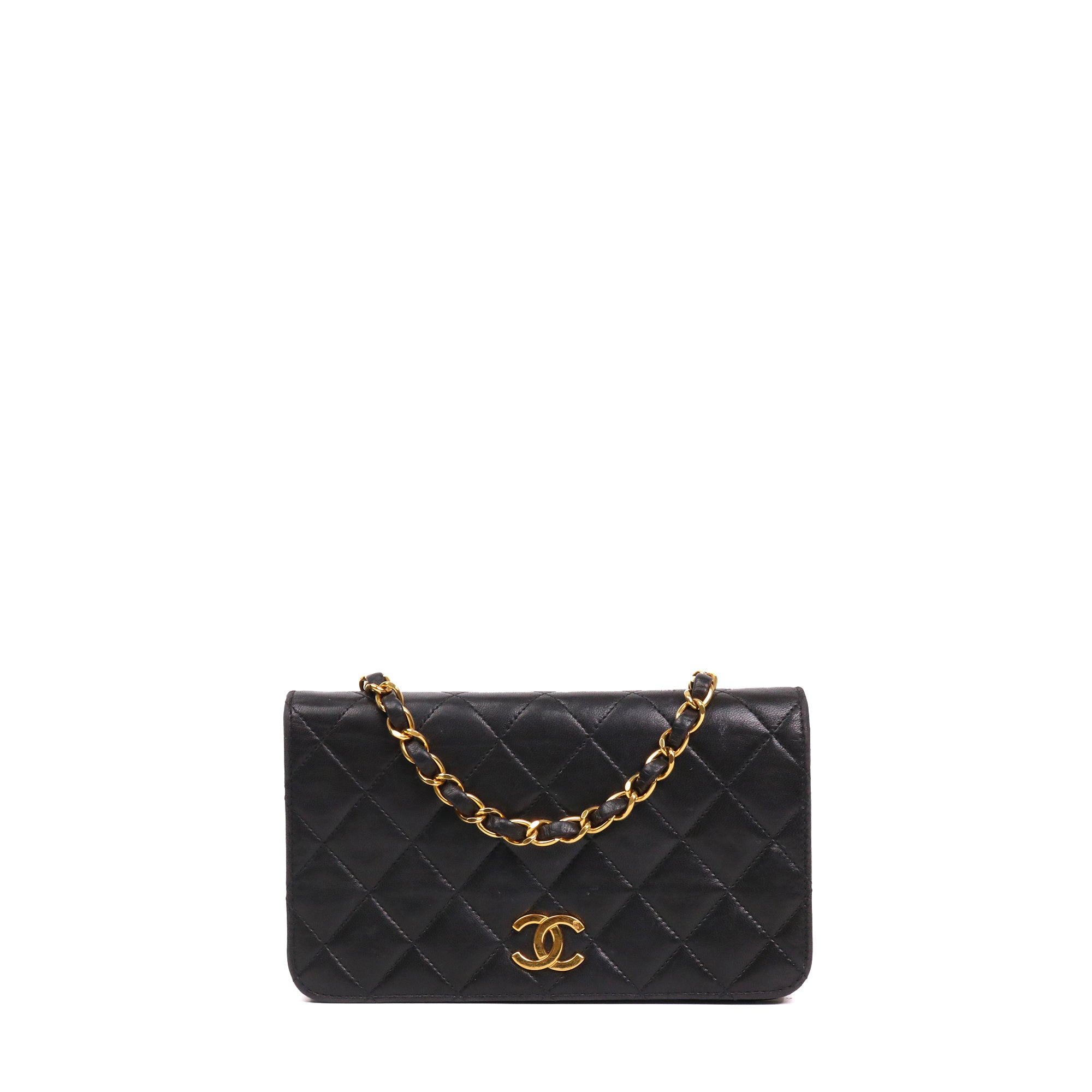 CHANEL - Sac à bandoulière Wallet On Chain Chanel en cuir lisse noir vintage