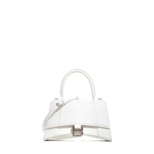 BALENCIAGA - Hourglass Balenciaga Small Size shoulder bag in white grained leather