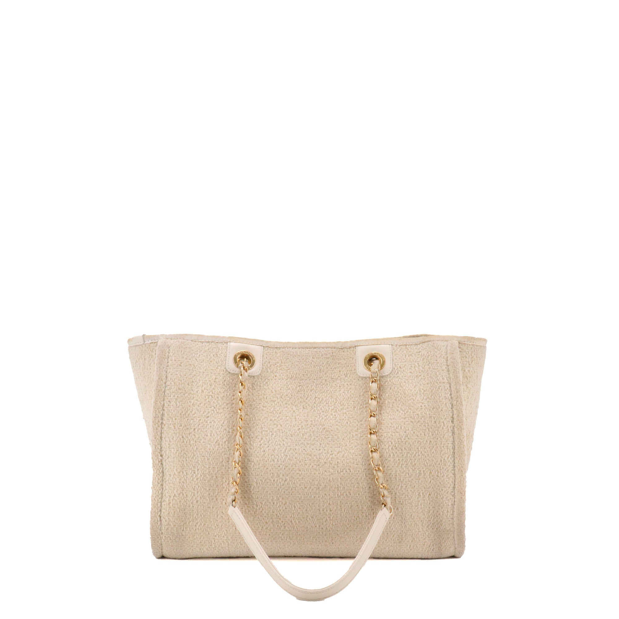 CHANEL - Sac Cabas Deauville Chanel en tweed beige
