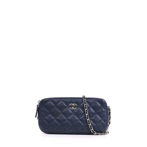CHANEL - Sac Wallet On Chain Timeless Chanel en cuir bleu marine