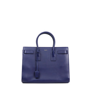 SAINT LAURENT - Sac de Jour Medium Saint Laurent en cuir bleu nuit