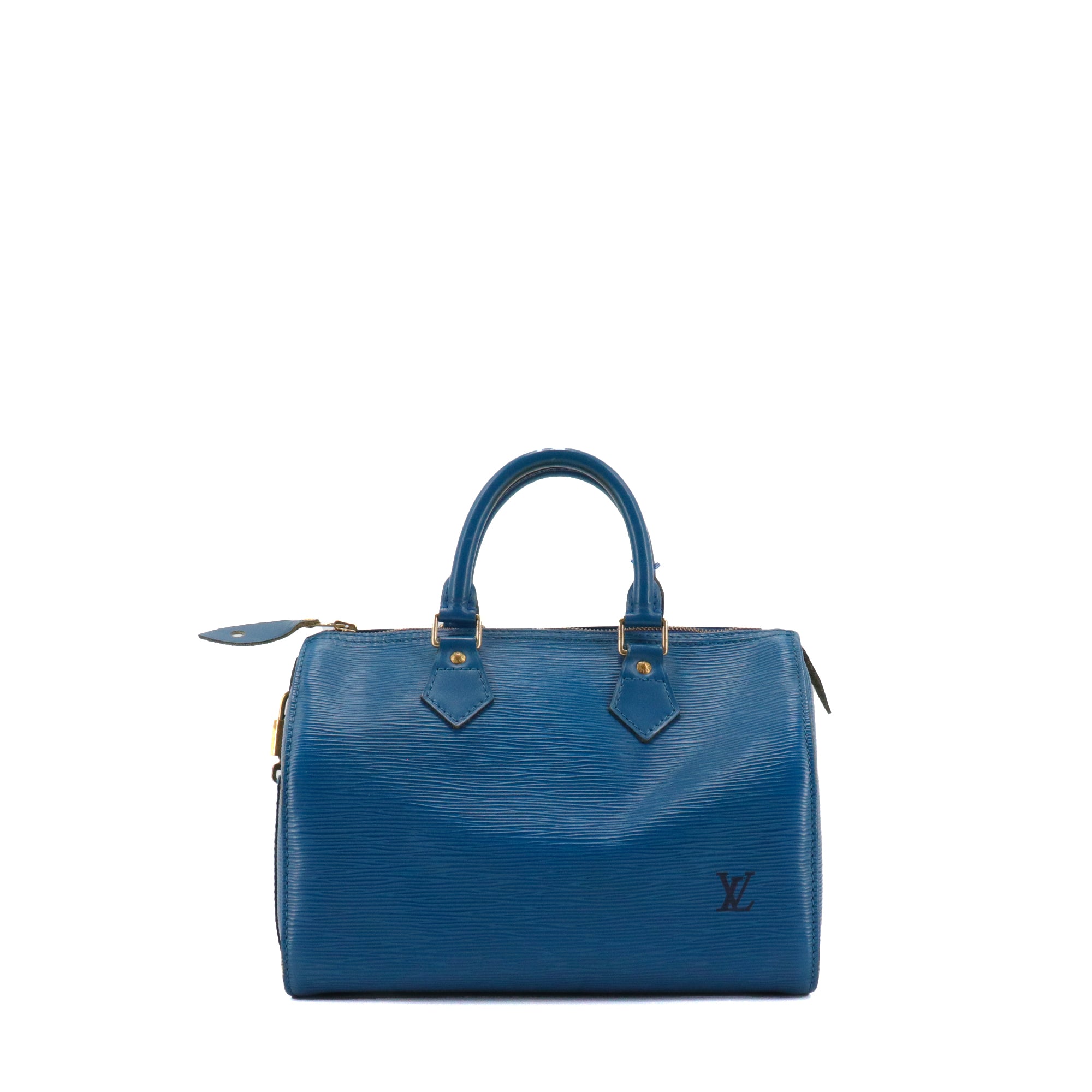 LOUIS VUITTON - Sac à main Speedy 25 Louis Vuitton en cuir épi bleu