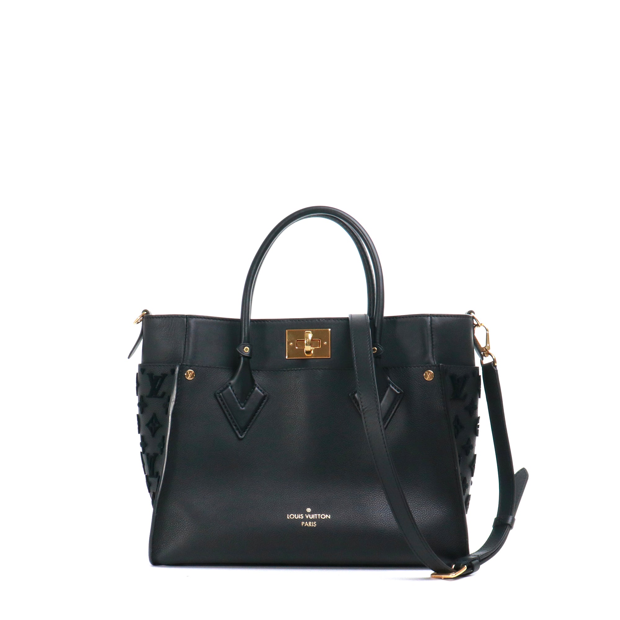 LOUIS VUITTON - Cabas My Side handbag in black grained leather