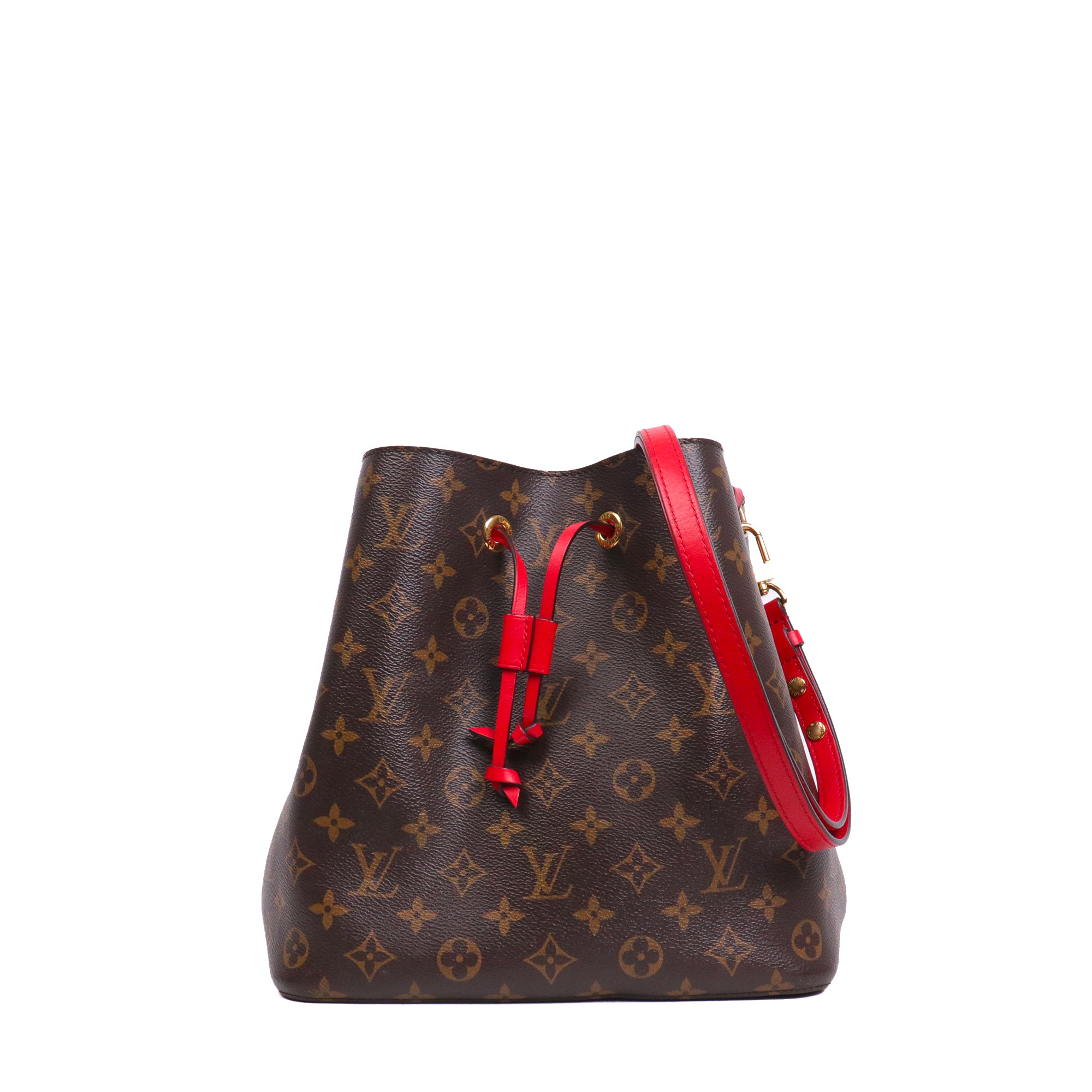 LOUIS VUITTON - Louis Vuitton NéoNoé MM shoulder bag in monogram canvas and poppy red leather