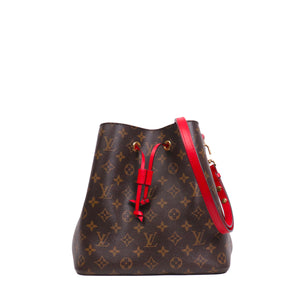 LOUIS VUITTON - Louis Vuitton NéoNoé MM shoulder bag in monogram canvas and poppy red leather