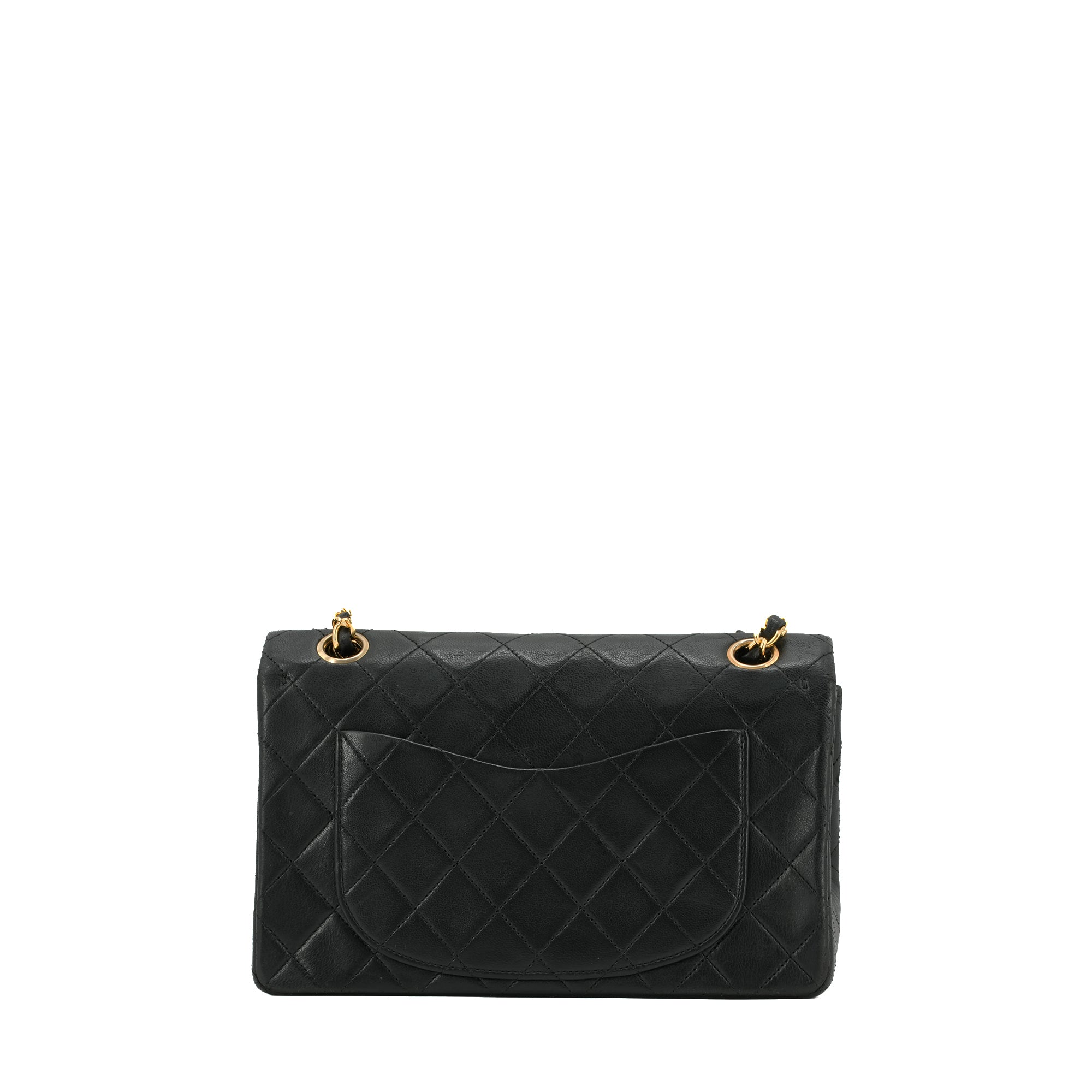 CHANEL - Sac à main Classique/Timeless small Chanel en cuir matelassé noir vintage