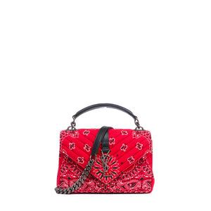 SAINT LAURENT - Sac à bandoulière Collège Medium Saint Laurent en toile bandana rouge