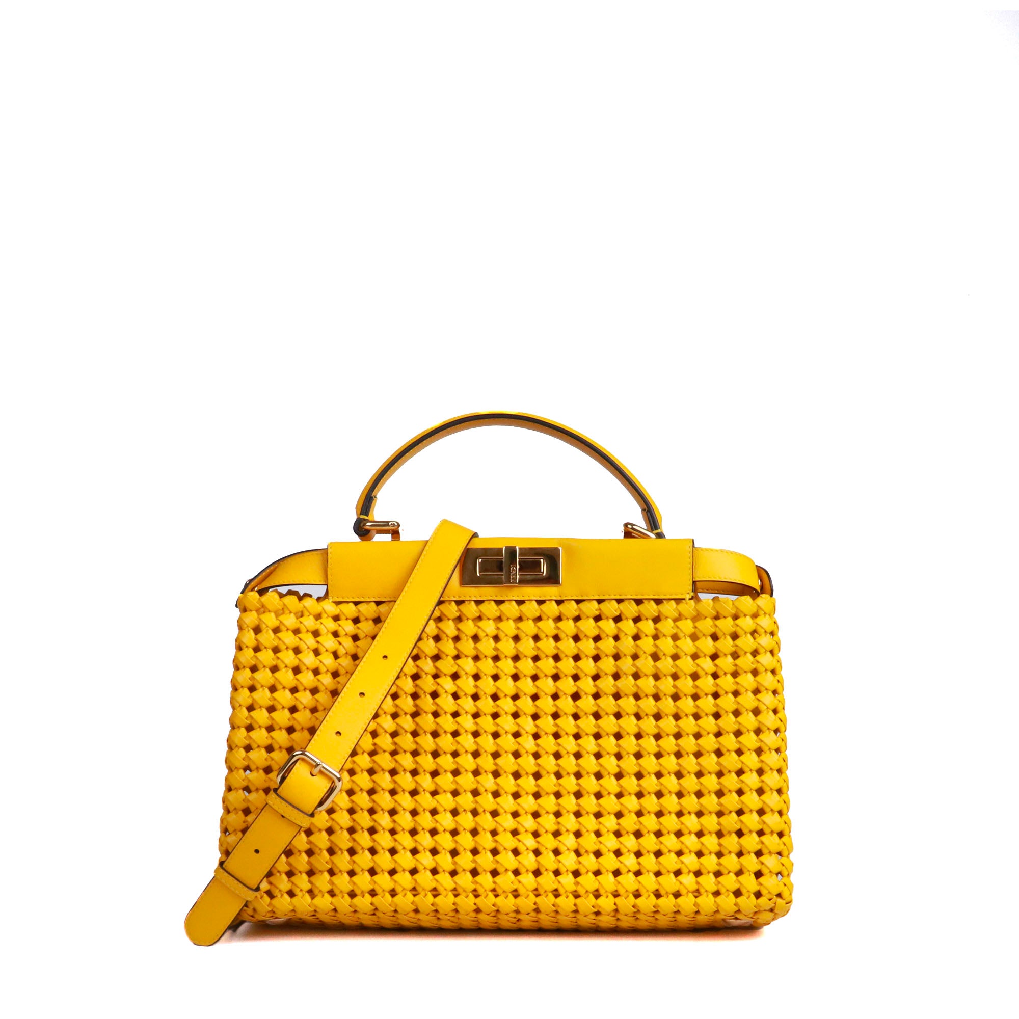 FENDI - Large model Peekaboo handbag in black canvas and leather