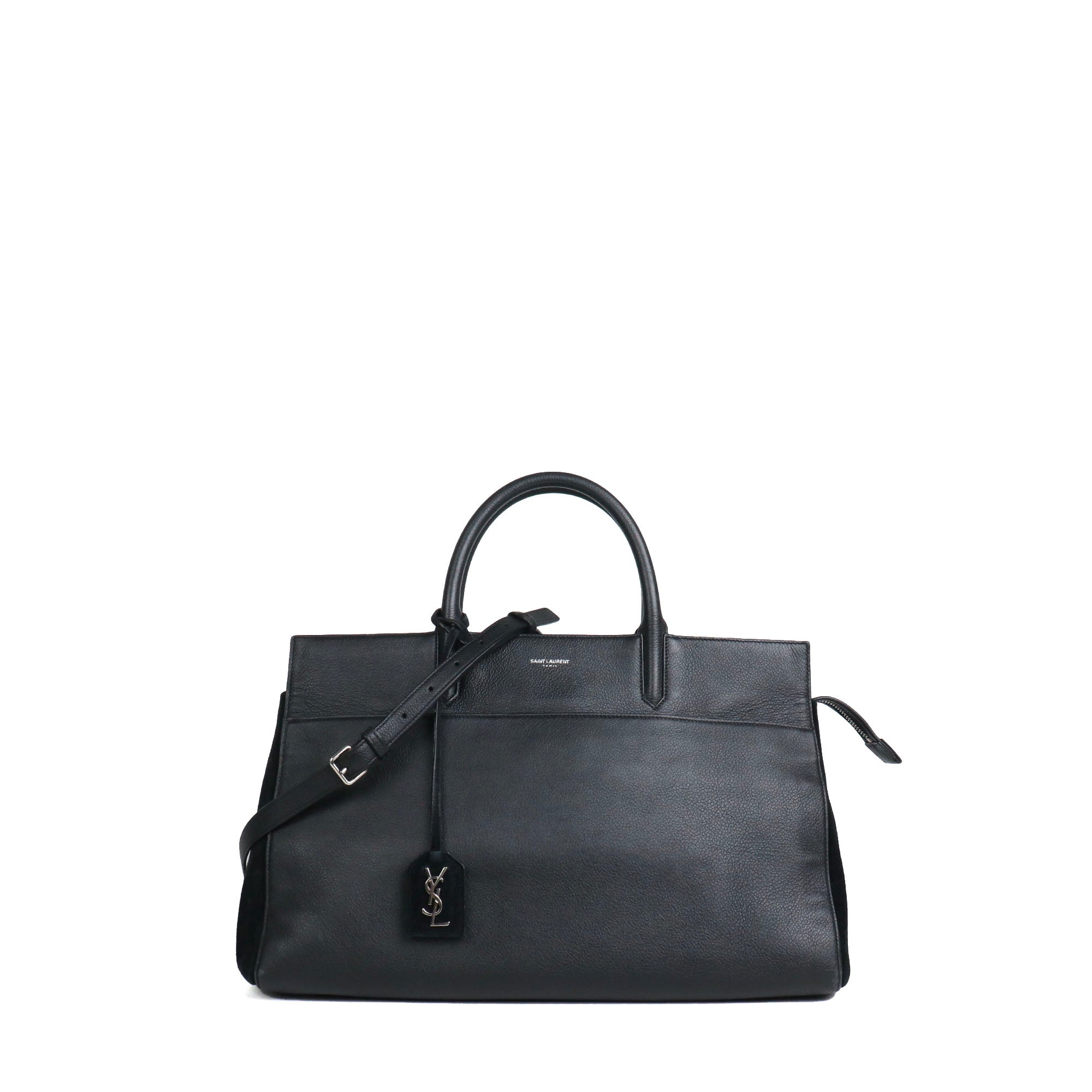 SAINT LAURENT - Sac à main Rive Gauche Saint Laurent en cuir et daim noir