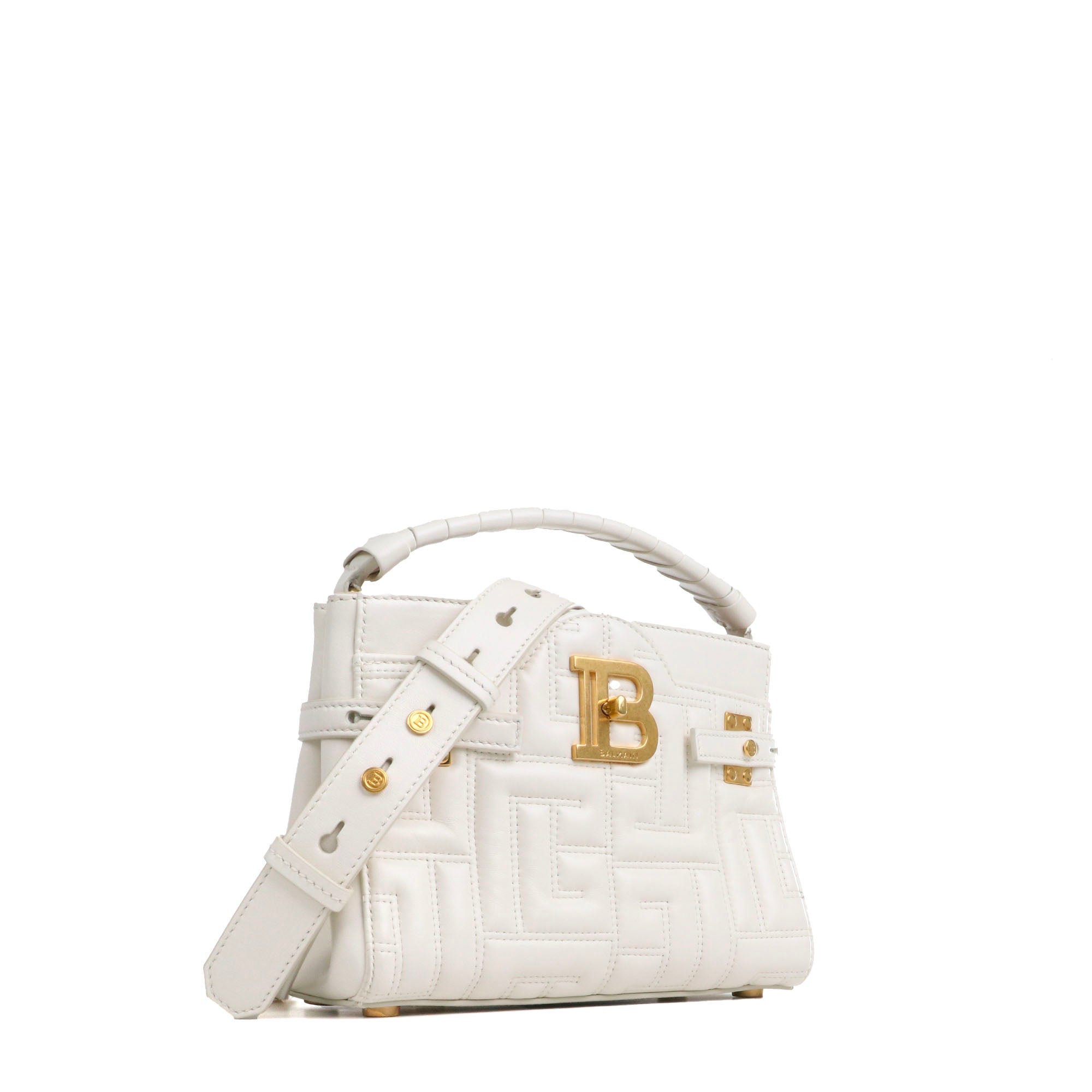 BALMAIN - B-Buzz 22 shoulder bag in leather and canvas
