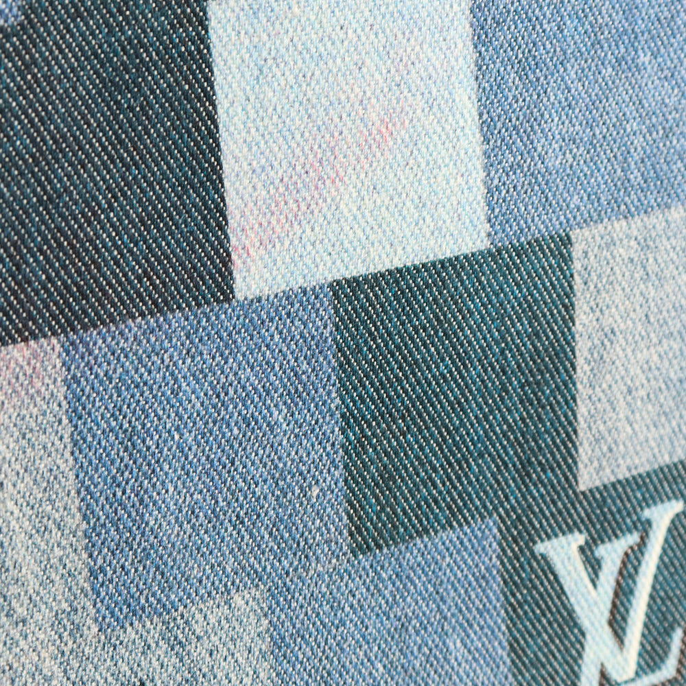 LOUIS VUITTON - Sac cabas OnTheGo GM en denim bleu et cuir rouge