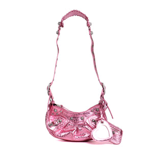 BALENCIAGA - Cagole XS rhinestone shoulder bag in gold leather