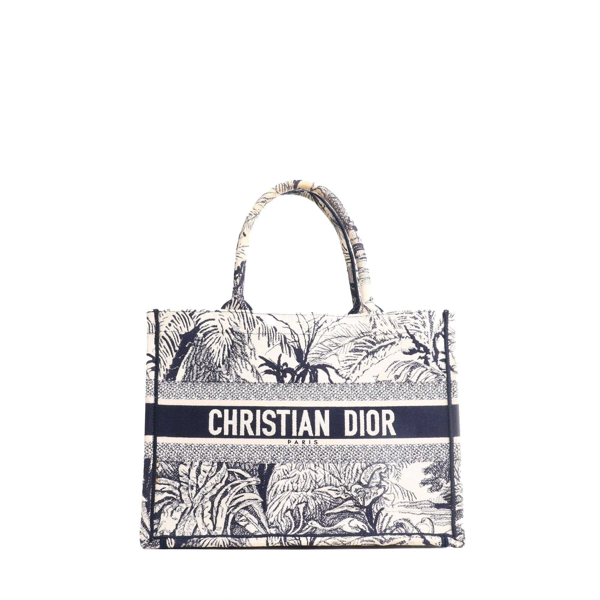 DIOR - Sac cabas Book Tote Medium Dior en toile de jouy bleu marine