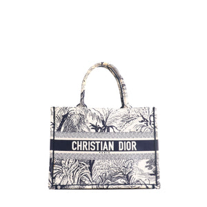 DIOR - Sac cabas Book Tote Medium Dior en toile de jouy bleu marine
