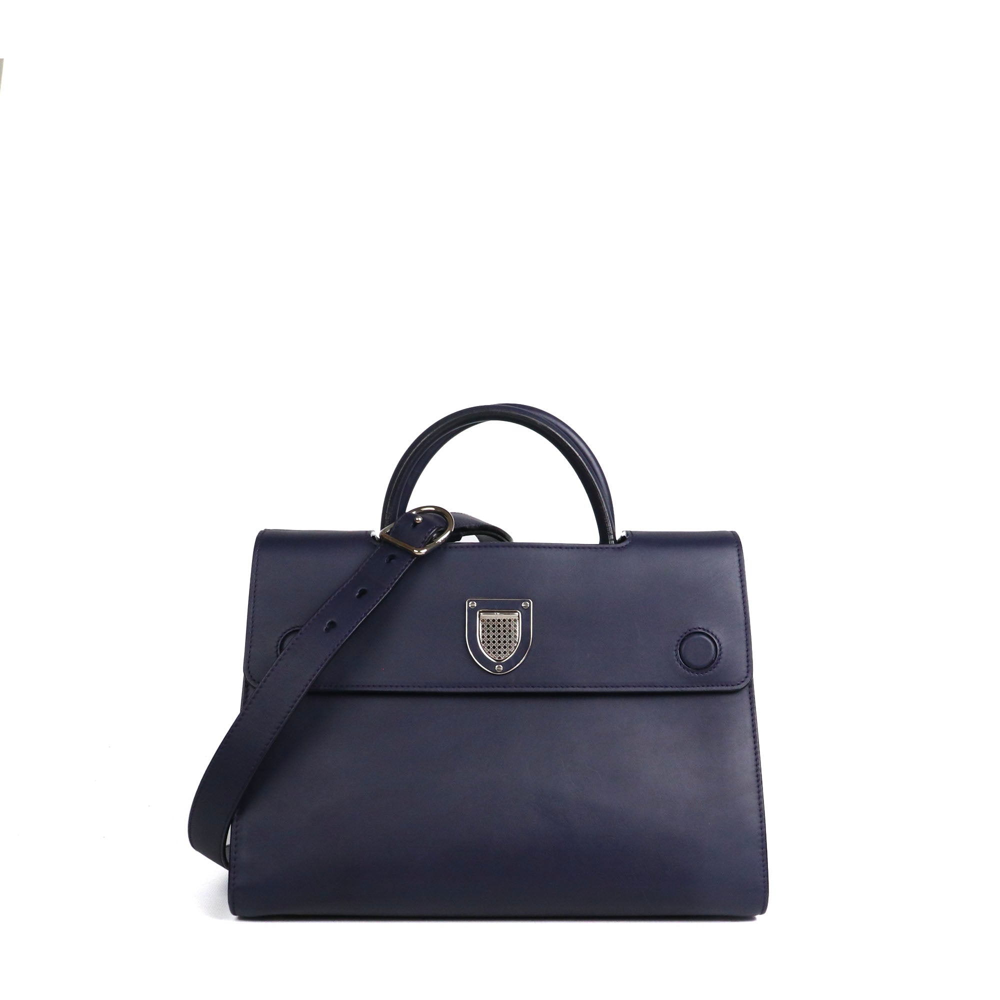 DIOR - Sac à main Diorever Dior en cuir lisse bleu marine