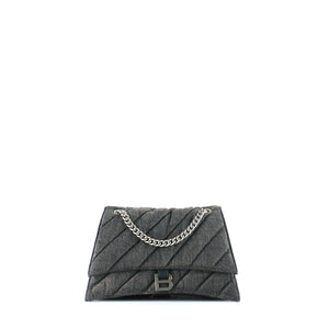 BALENCIAGA - Crush medium shoulder bag in anthracite gray denim