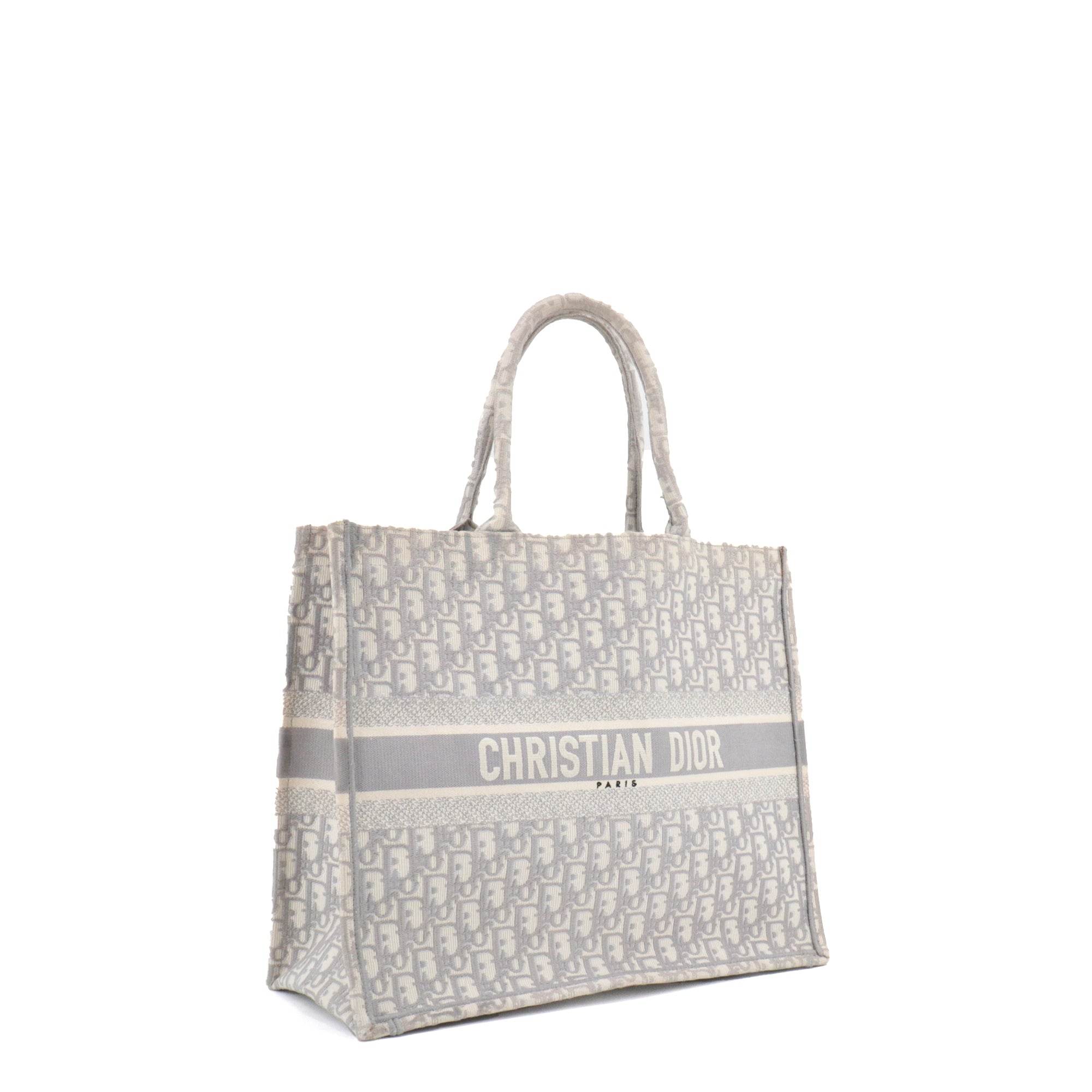 DIOR - Dior Book Tote Medium shopping bag in gray toile de jouy