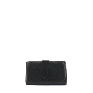 CHANEL - Portefeuille CC Chanel en cuir grainé noir vintage