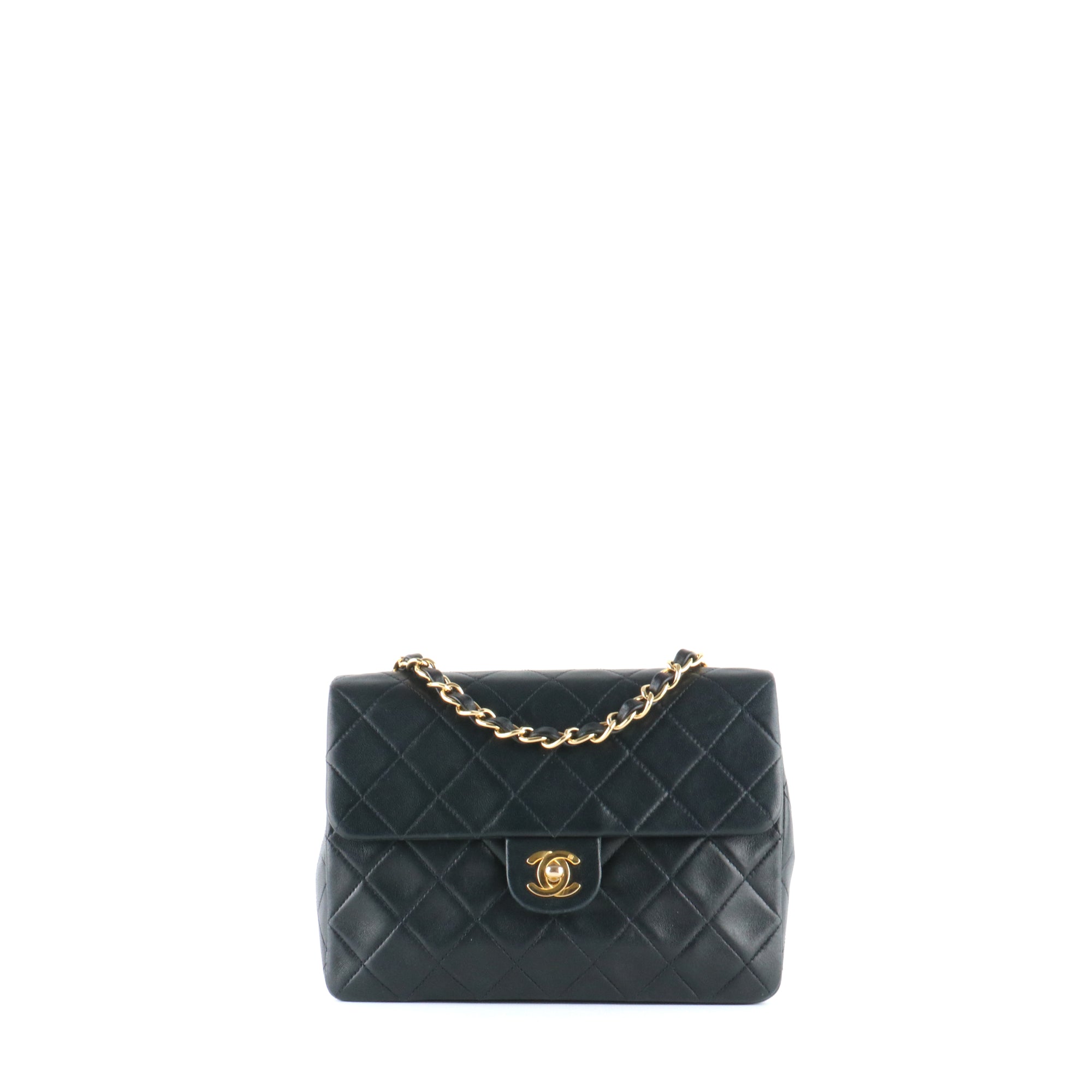 CHANEL - Sac à main Timeless mini rectangle en cuir lisse noir