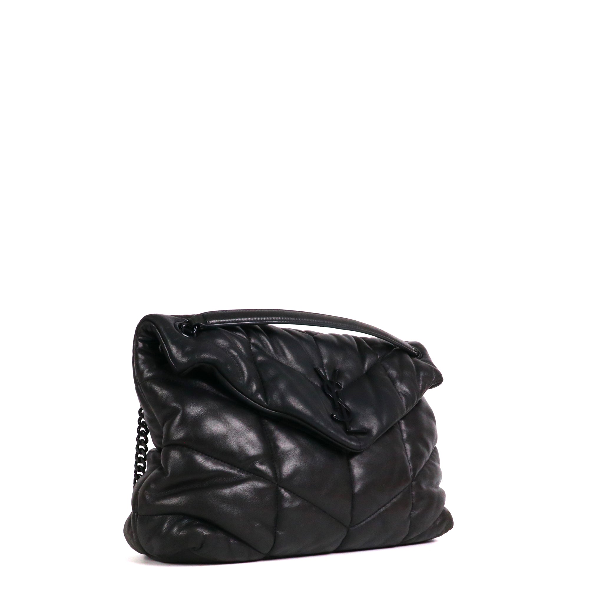 SAINT LAURENT - Sac à bandoulière Puffer medium Saint Laurent en cuir noir