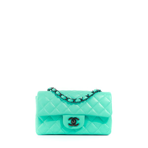 CHANEL - Sac à bandoulière Timeless mini rectangle Bleu Tiffany
