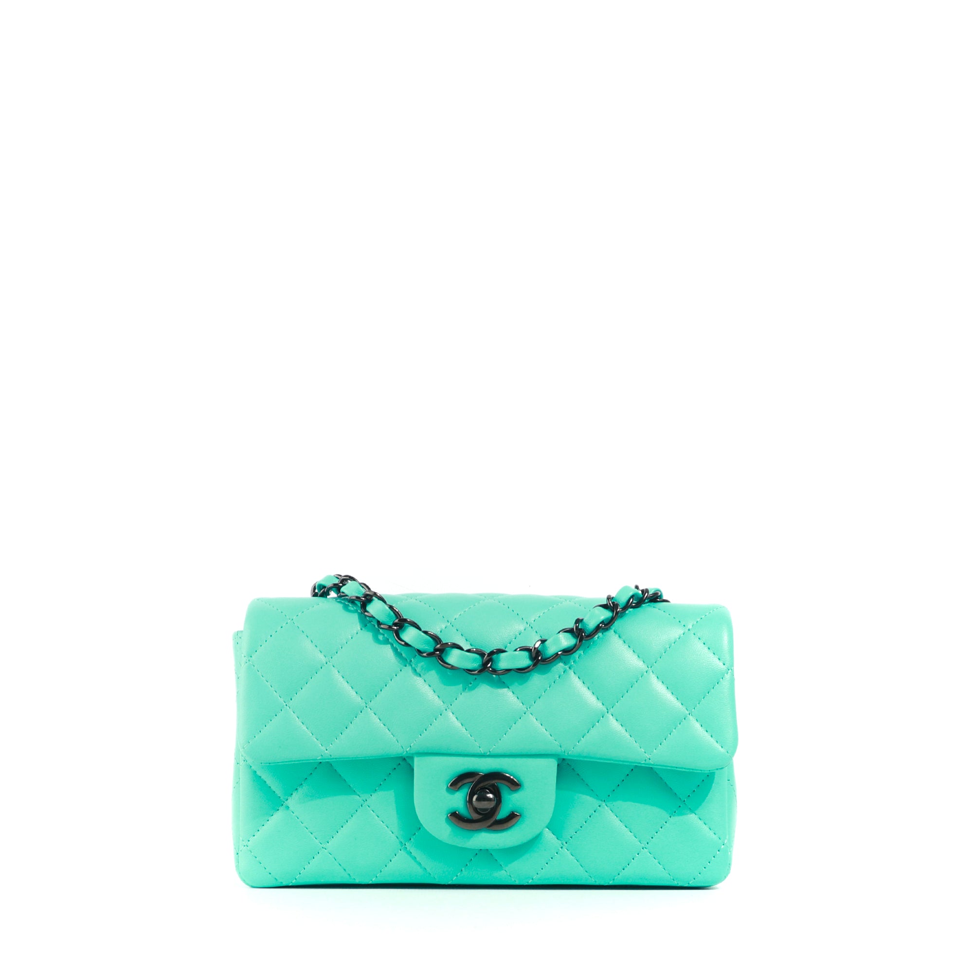 CHANEL - Sac à bandoulière Timeless mini rectangle Bleu Tiffany