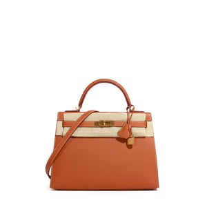 HERMÈS - Sac à main Kelly 32 en cuir epsom gold sellier
