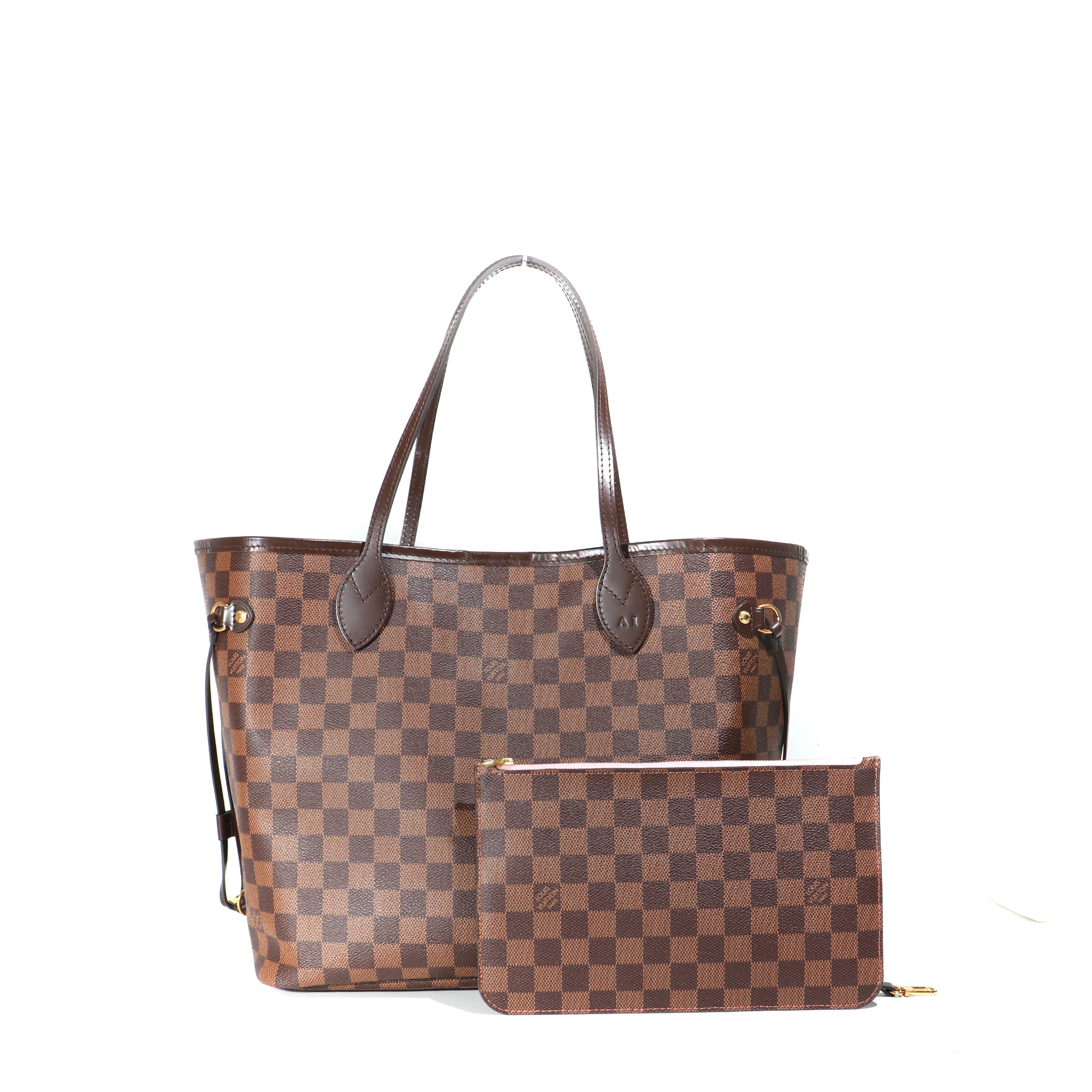 LOUIS VUITTON - Neverfull MM ebony checkerboard tote bag and clutch