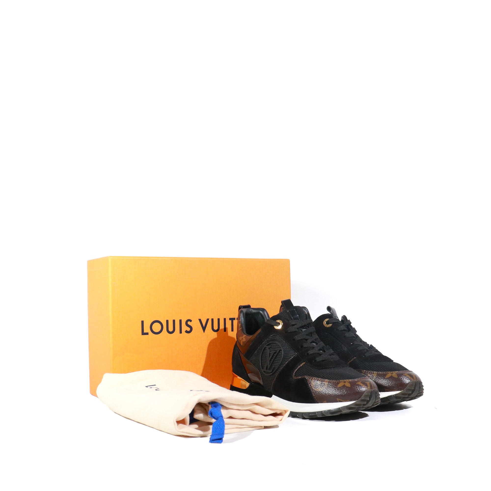 LOUIS VUITTON - Run Away sneakers in leather and monogram canvas (T36)