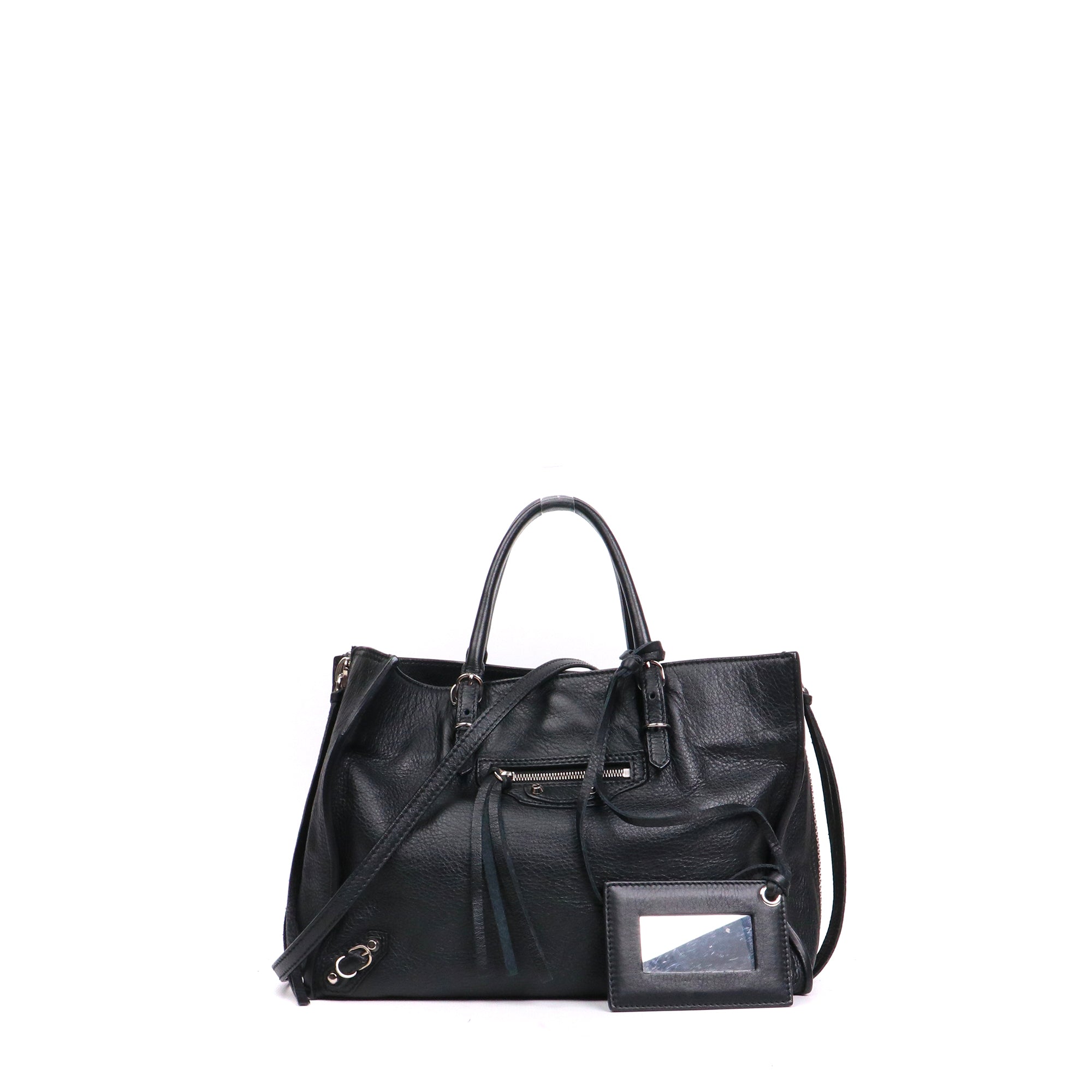 BALENCIAGA - Tote bag with shoulder strap A4 paper Beige sheepskin satchel