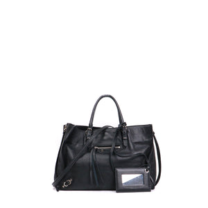 BALENCIAGA - Tote bag with shoulder strap A4 paper Beige sheepskin satchel