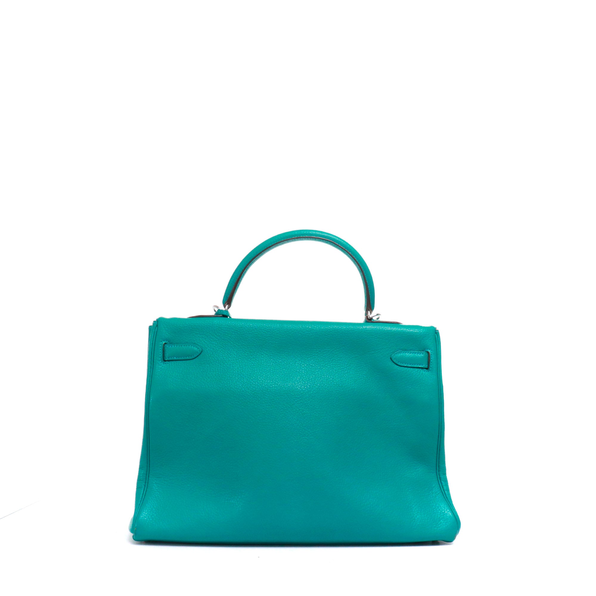 HERMÈS - Sac à main Kelly 35 Hermès en cuir Taurillon Clémence couleur Bleu Paon