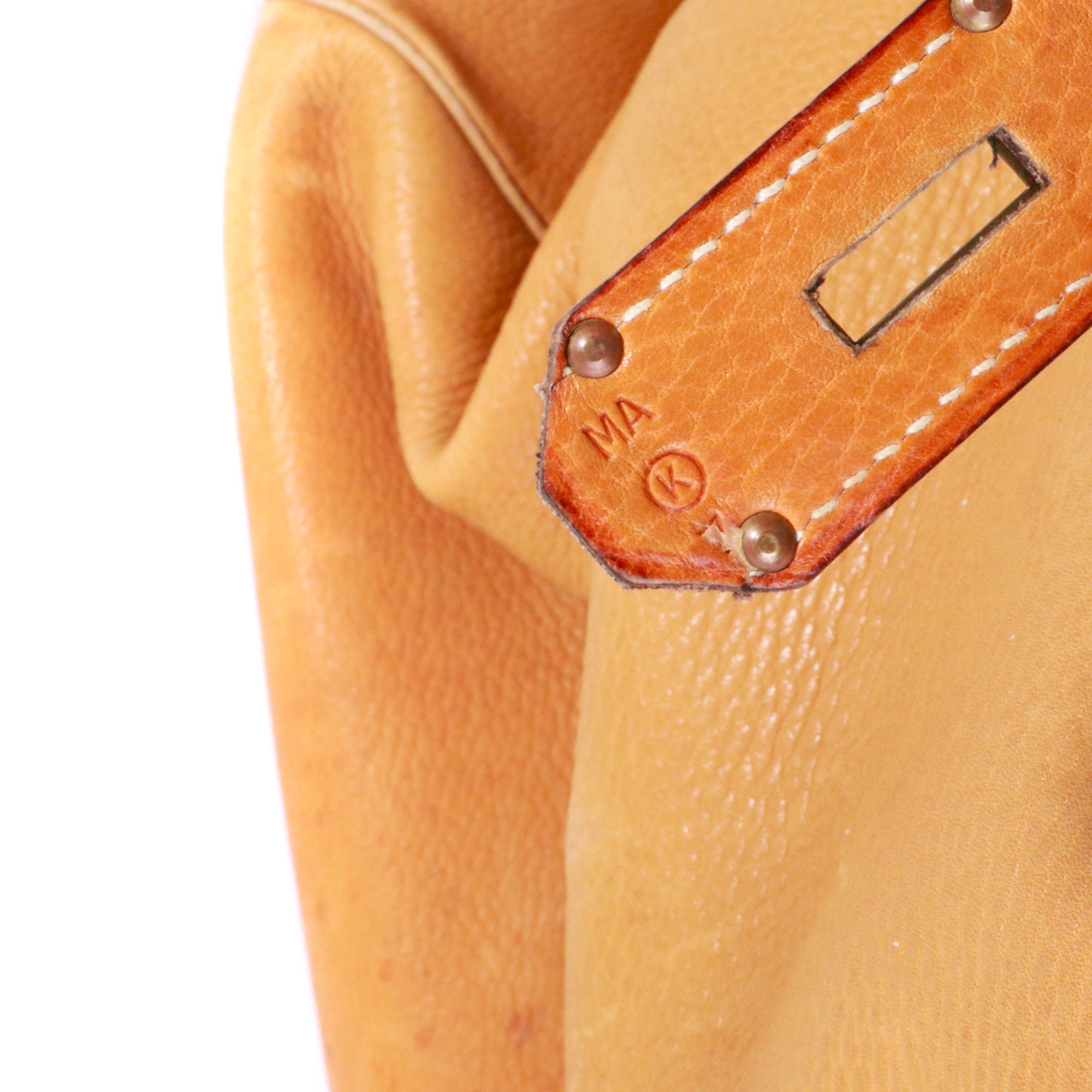 HERMÈS - Haut à Courroies 60 Hermès travel bag in vintage brown leather 