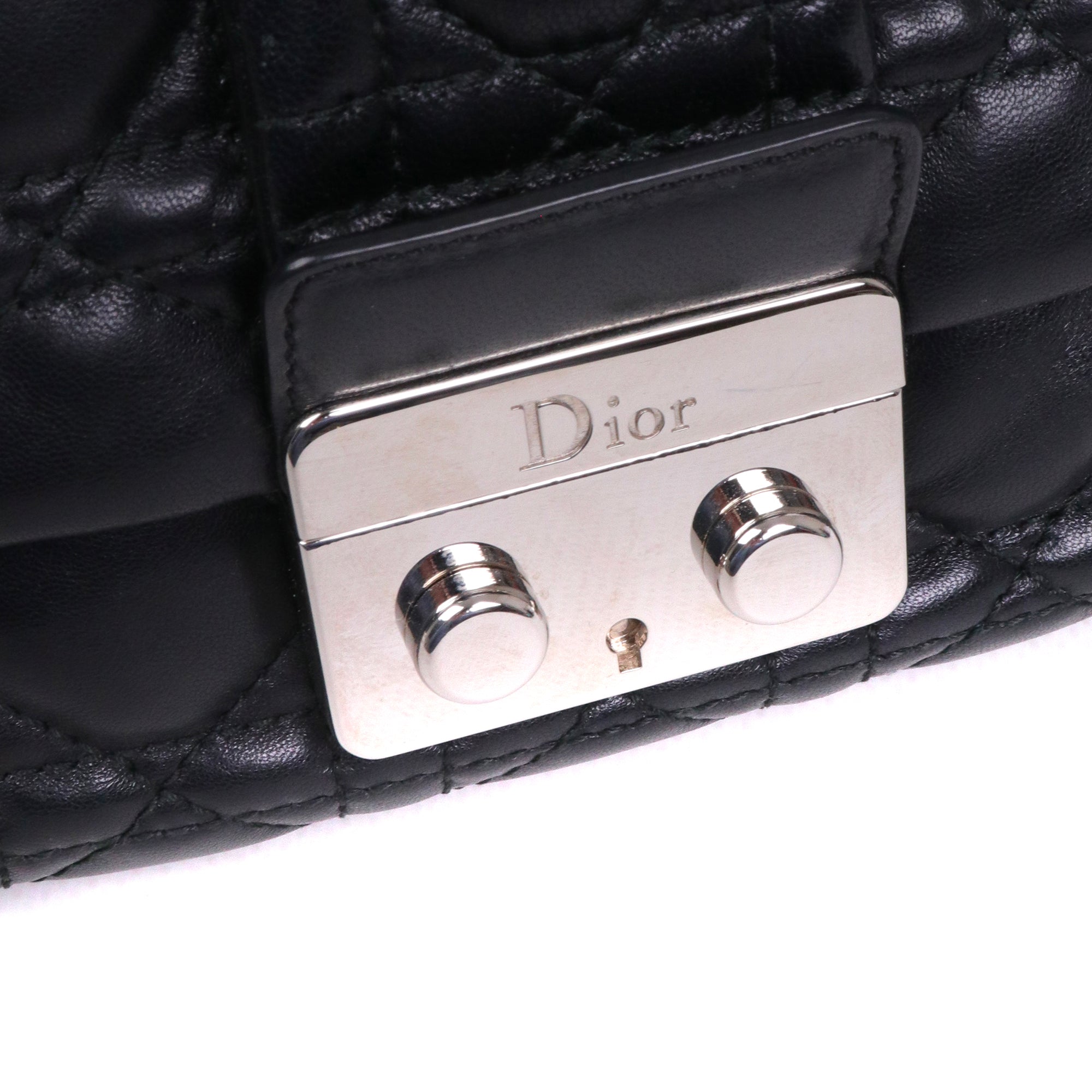 DIOR - Roller shoulder bag in navy blue grained leather