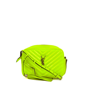 SAINT LAURENT - Sac à bandoulière Lou Saint Laurent en cuir verni jaune fluo