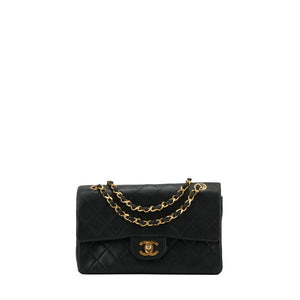 CHANEL - Sac à main Classique/Timeless small Chanel en cuir matelassé noir vintage