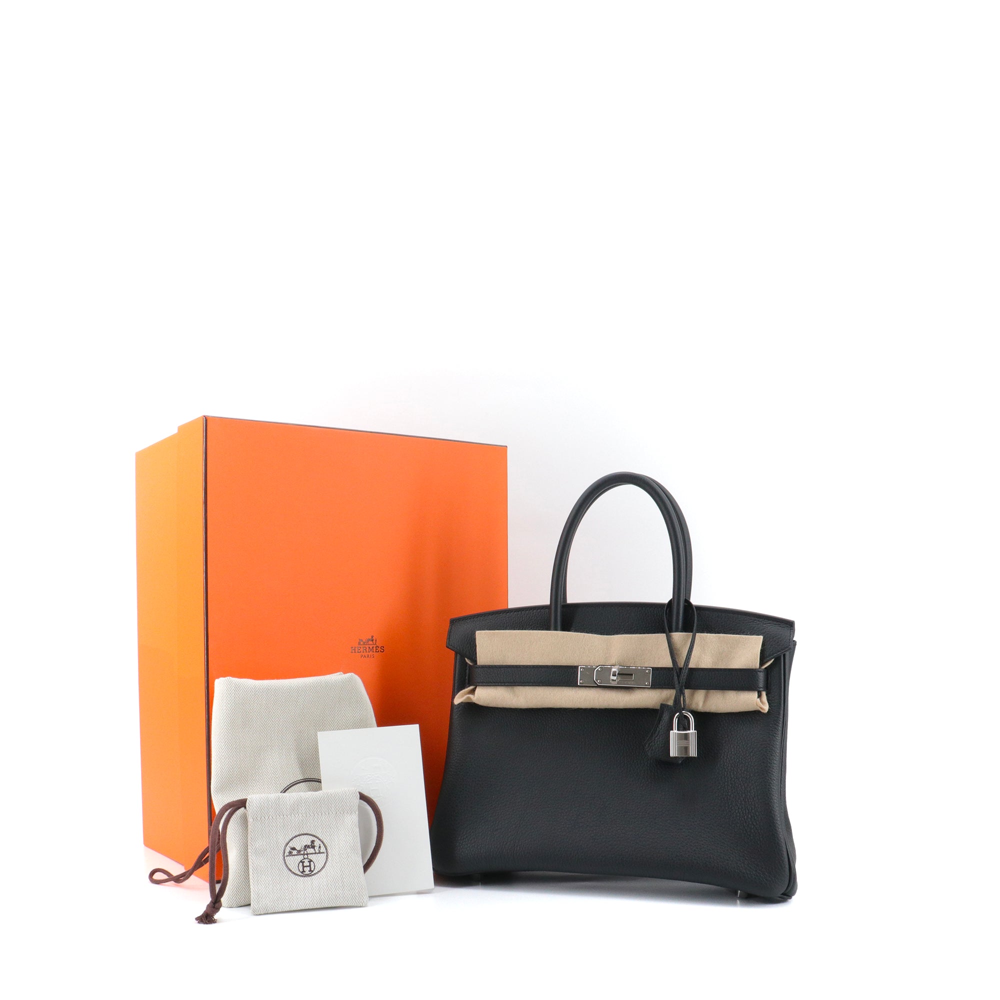 HERMÈS - Birkin 35 handbag in black togo leather 