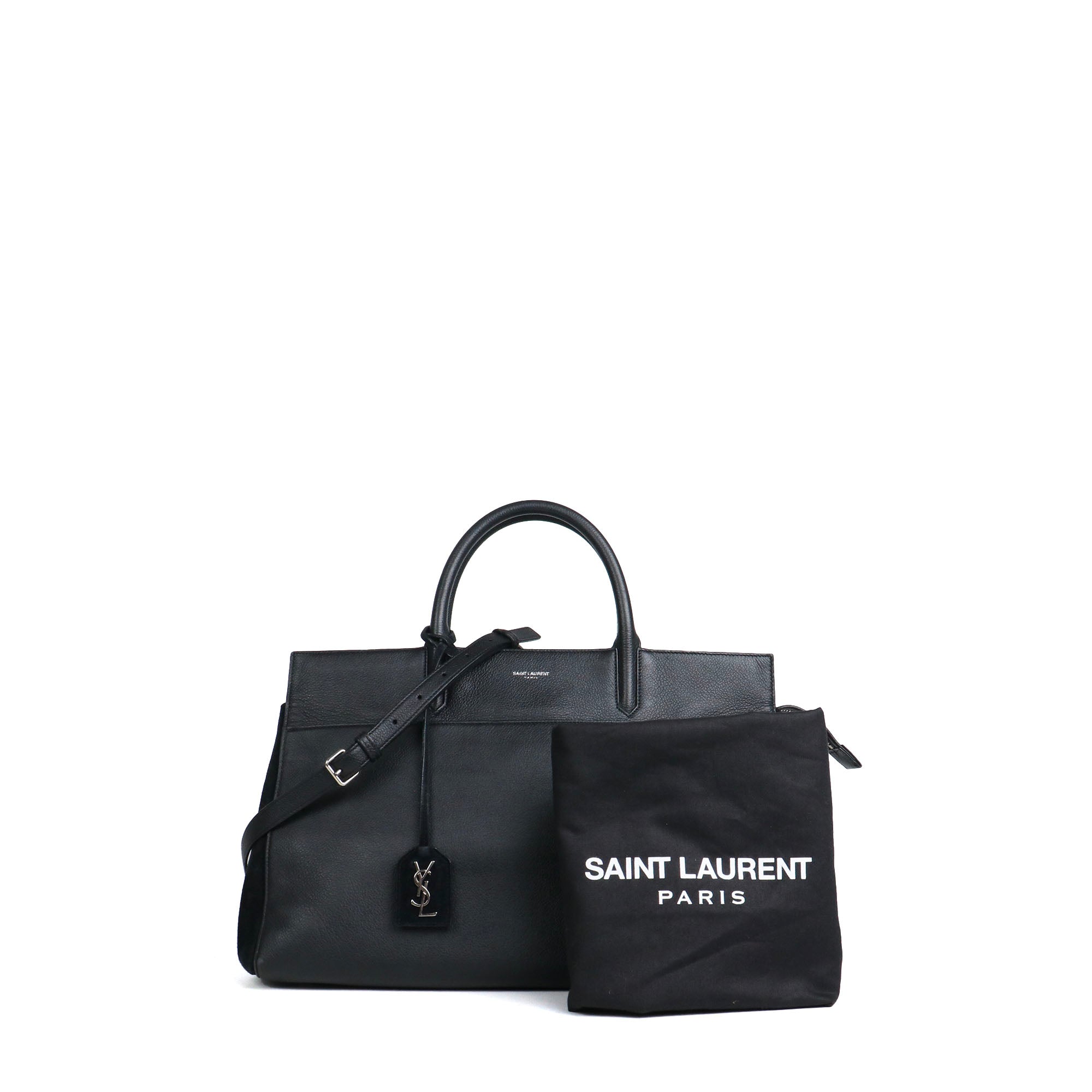 SAINT LAURENT - Sac à main Rive Gauche Saint Laurent en cuir et daim noir