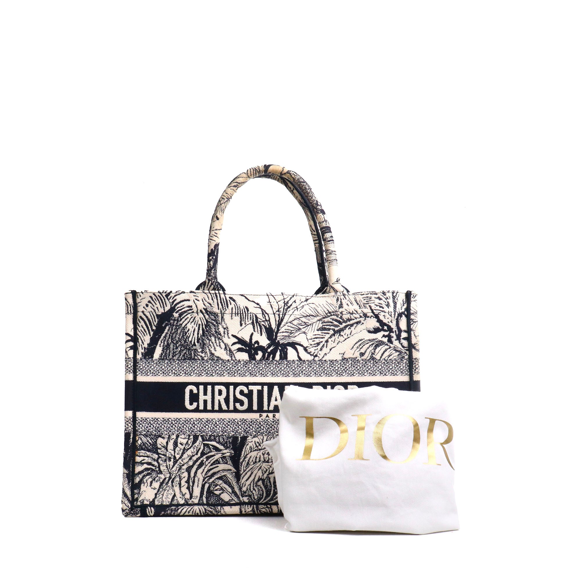 DIOR - Sac cabas Book Tote Medium Dior en toile de jouy bleu marine