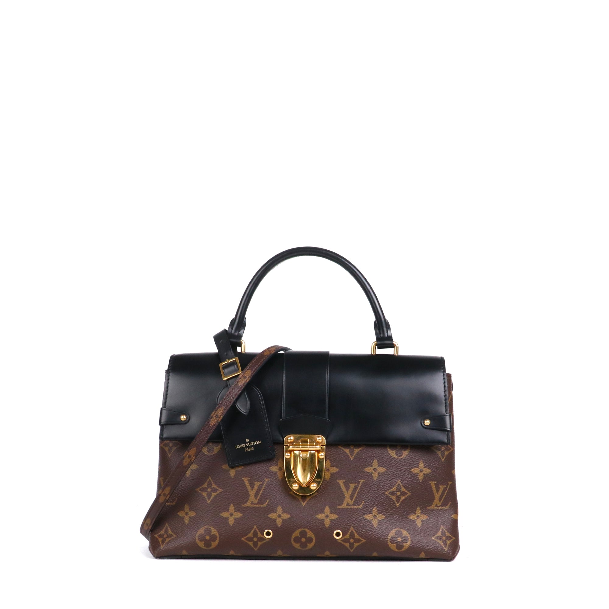LOUIS VUITTON - Sac à bandoulière One Handle Flap Louis Vuitton en toile enduite et cuir lisse noir