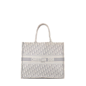 DIOR - Dior Book Tote Medium shopping bag in gray toile de jouy