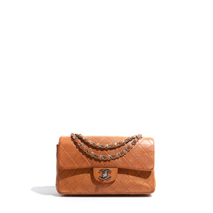 CHANEL - Timeless 23 double flap handbag in brown quilted leather